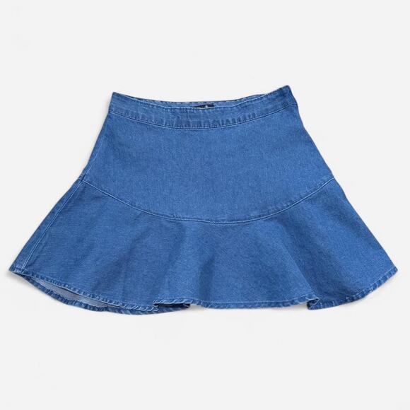 NWOT Dolls Kill Delia's Blue Denim Flared Mini Skirt S/XS - Picture 5 of 6